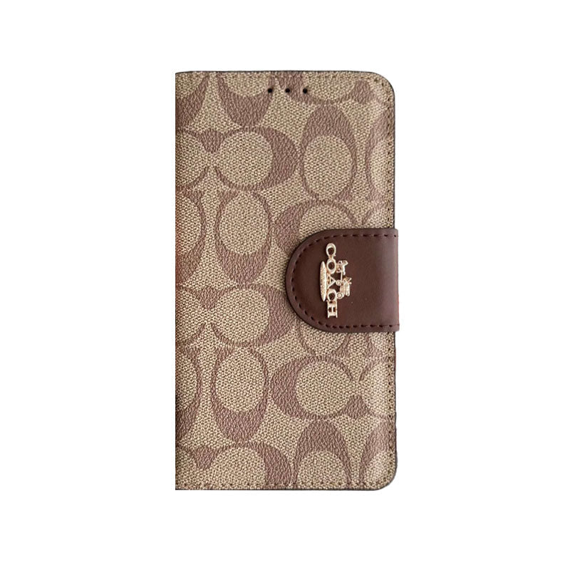 Étui à rabat en cuir Coach pour iPhone avec porte-cartes Noir-PTK241622s-12