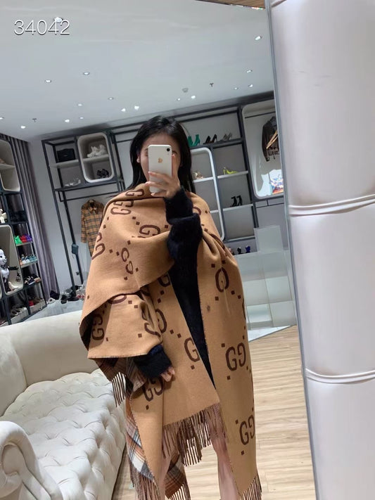 Unique Knit Pattern Cashmere Scarf-0009