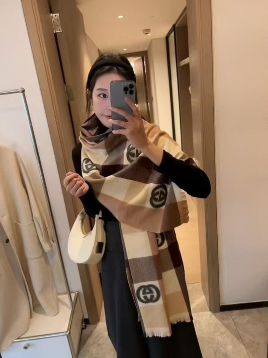 Unique Knit Pattern Cashmere Scarf-0020